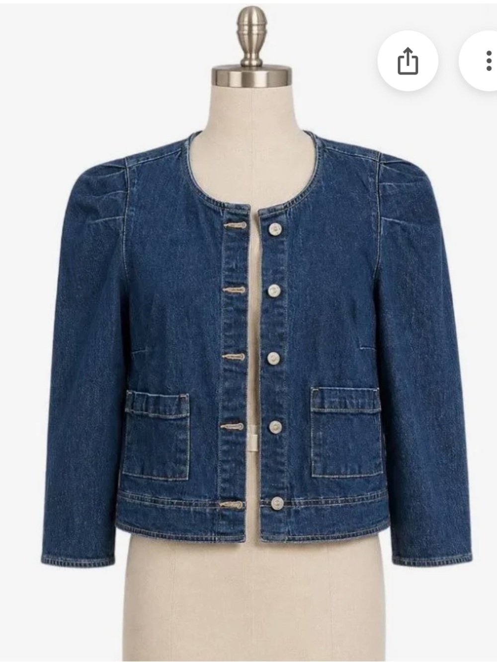 Le Jean Sienna Classic Round-Neck Denim Jacket - Blue
